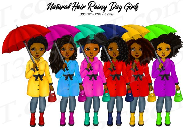 Rainy Day Black Girls Clipart