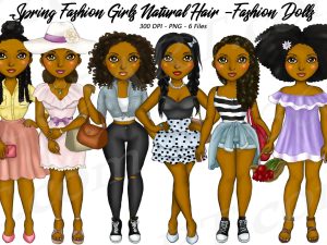 Black Spring Girls Clipart