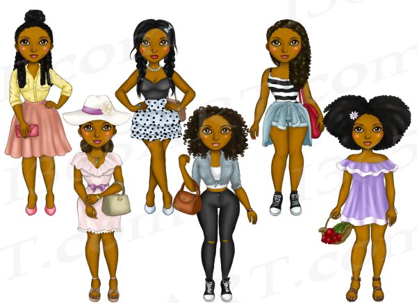 Black Spring Girls Clipart