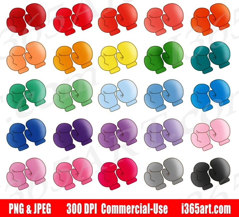 Rainbow Boxing Gloves Clipart