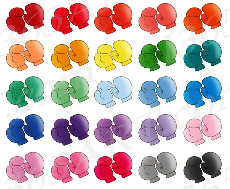 Rainbow Boxing Gloves Clipart