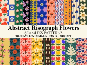 Abstract Floral Risograph Seamless Patterns JPG