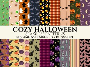 Cozy Halloween Seamless Patterns