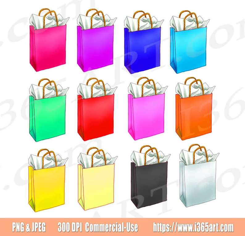 Rainbow Shopping Bags Clipart