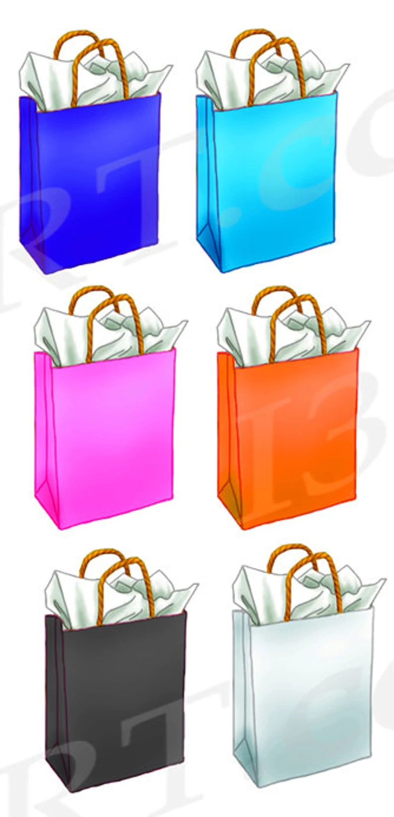 Rainbow Shopping Bags Clipart