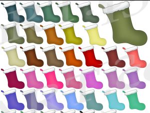 Rainbow Christmas Stockings Clipart