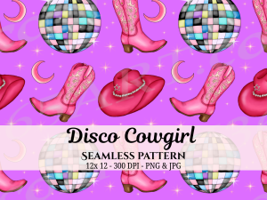 Disco Cowgirl Seamless Pattern