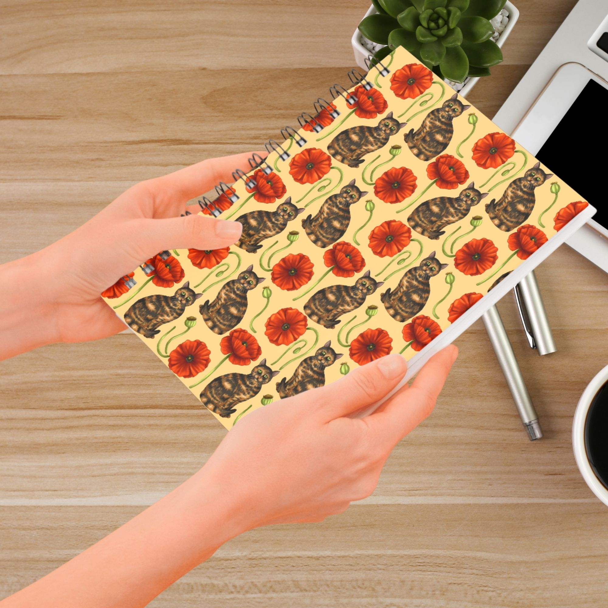 Retro Tortoiseshell Cat Seamless Pattern
