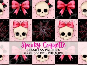 Spooky Coquette Halloween Seamless Pattern