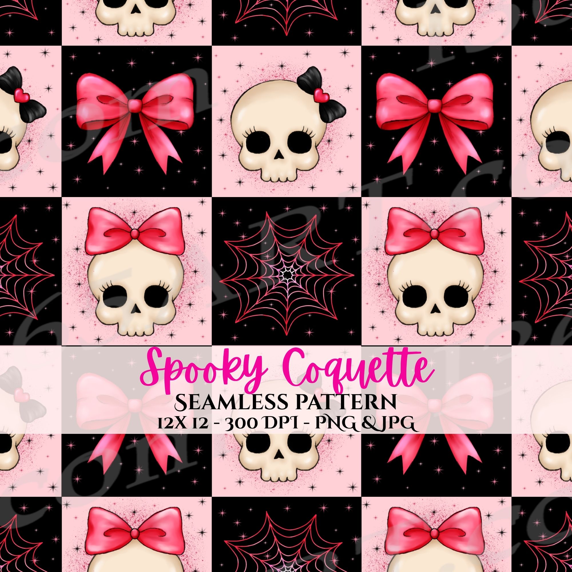Spooky Coquette Halloween Seamless Pattern