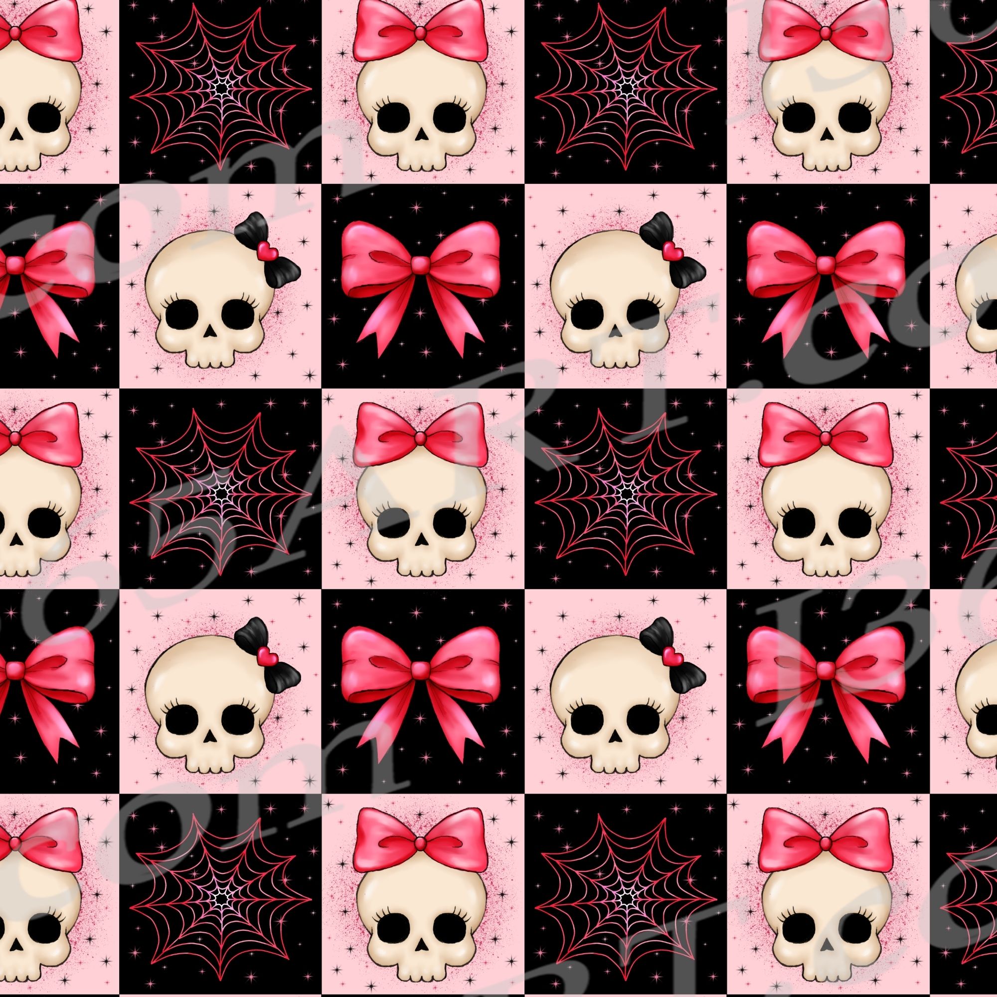 Spooky Coquette Halloween Seamless Pattern Digital Scrapbook Paper PNG JPG Download - Image 2
