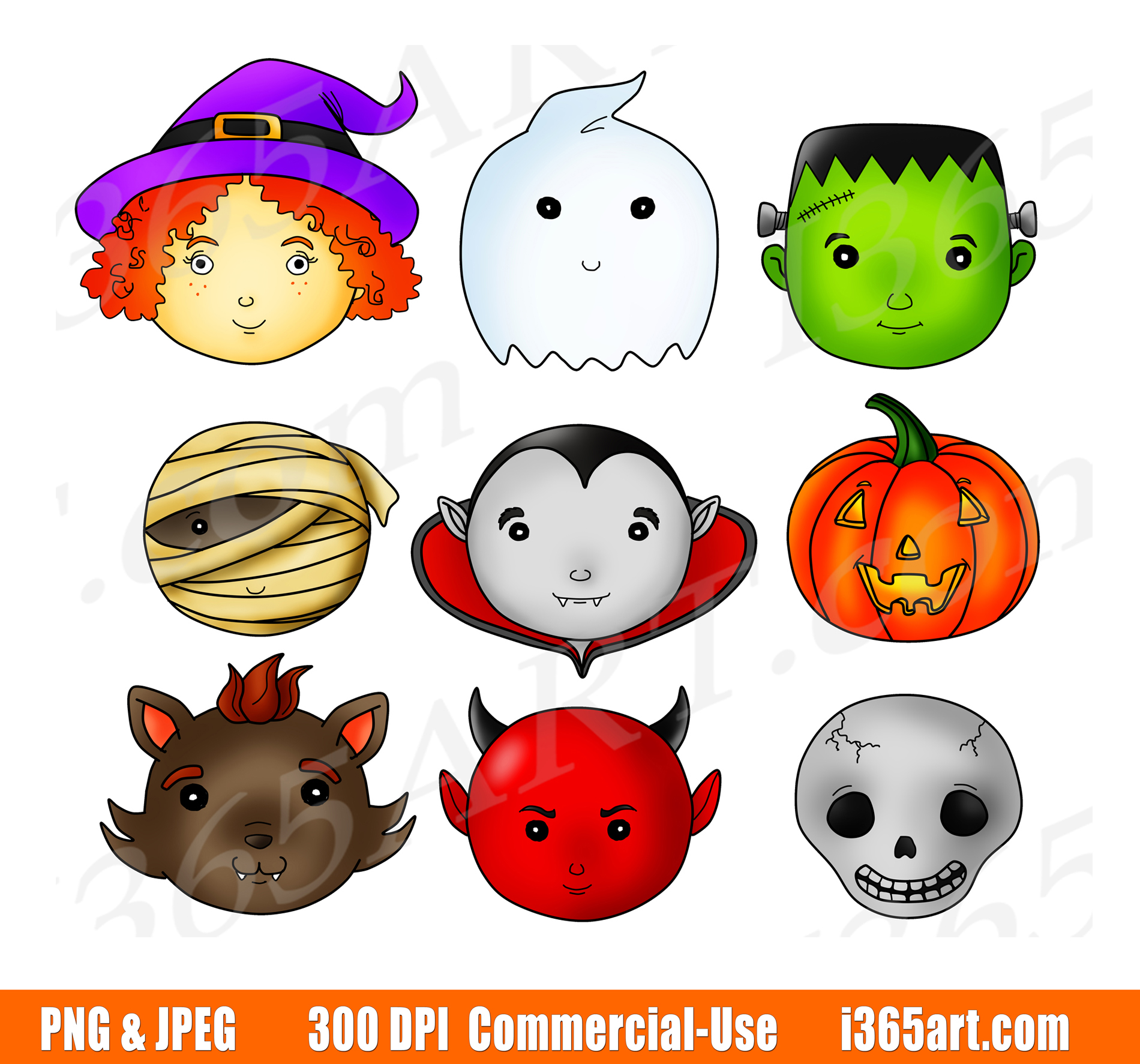 I365Art - New Halloween Clip Art Digital Sticker Sets - I 365 Art