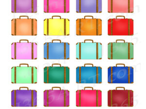 rainbow suitcase clipart